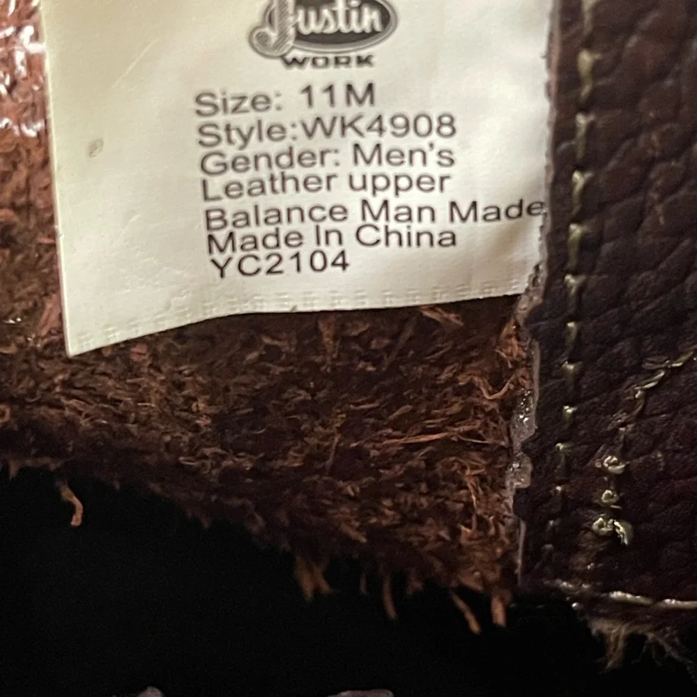 Justin Boots Original Dark Brown Leather Men's Boots Soft Toe Size 11 M NWT